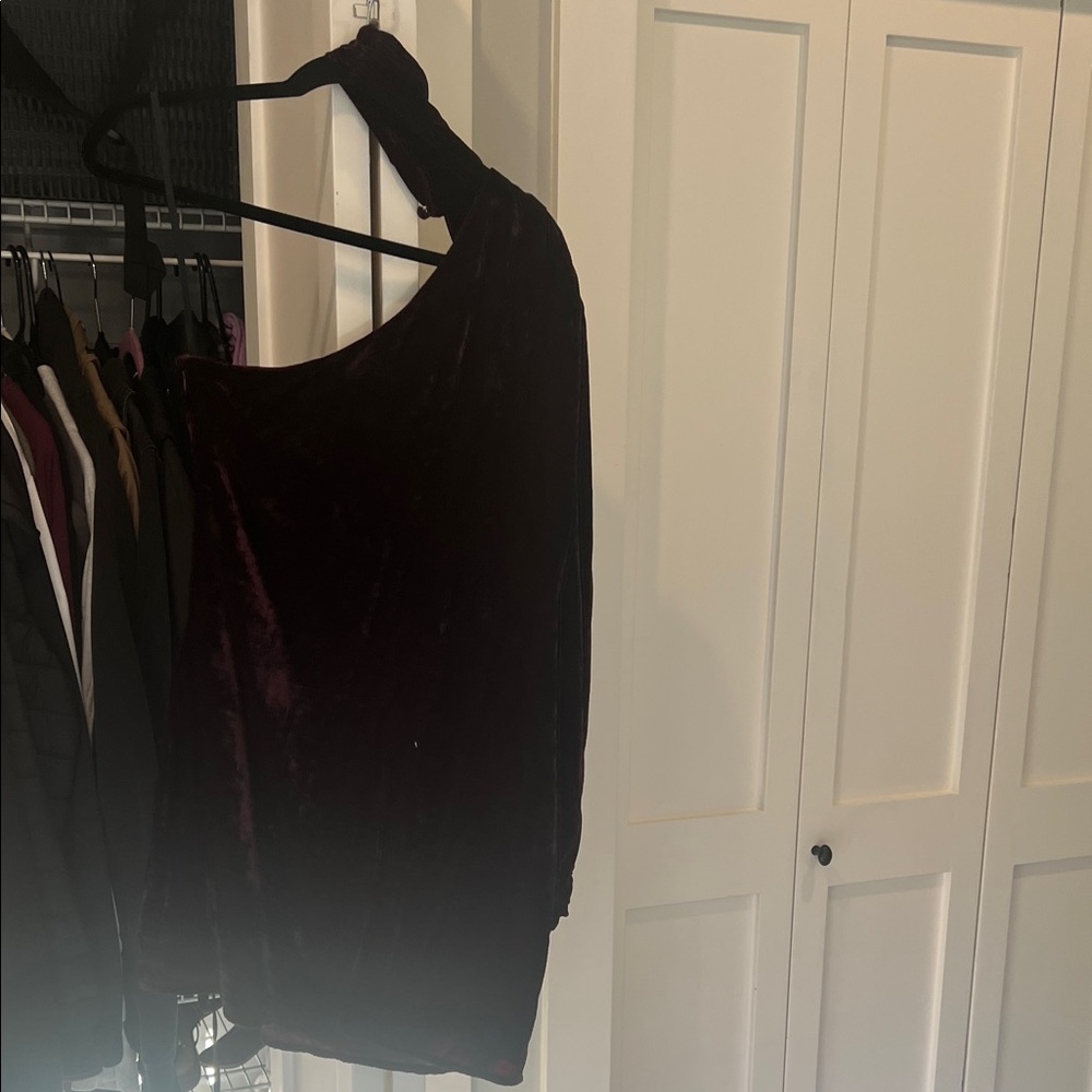 House of Harlow 1960 One-Shoulder Velvet Dress in Deep Purple